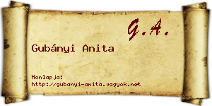 Gubányi Anita névjegykártya